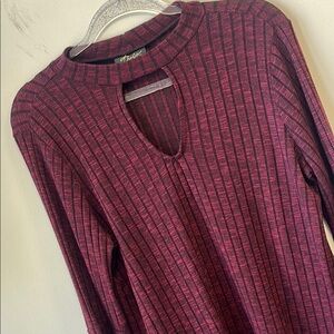 Macys Thalia Sodi Sz Large Burgundy Ribbed Bell Sleeve Sweater